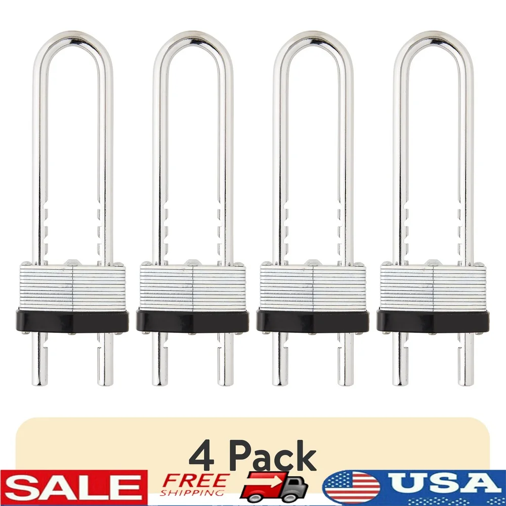 

4 упаковки, регулируемый навесной замок с ключом, 44 мм, скоба из закаленной стали, устойчивый к царапинам бампер, 2 ключа, защитный механизм блокировки