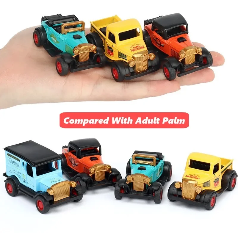 Schaal 1:64 Diecast Legering Speelgoed Model Auto 4-delige set Trek Klassieke Retro Pocket Mini Kids Vintage Auto Model Speelgoed Voor Jongens