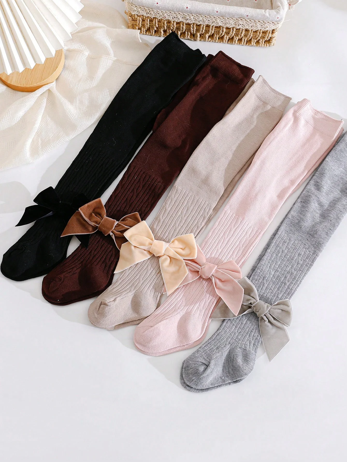 

1 Pair Girls Leggings with Side Bowknots, Infant Soft Stretchy Pants, Kids Pantyhose, Toddler Cute Tights for 0-12 Months Baby Girls