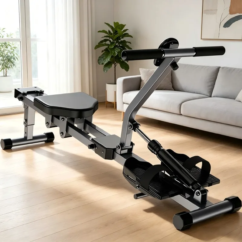 Dual Track Hydraulic Resistance Rowing Machine Household Indoor Fitness Sports Hydraulic Rowing Trainer Belly Rowing Machine