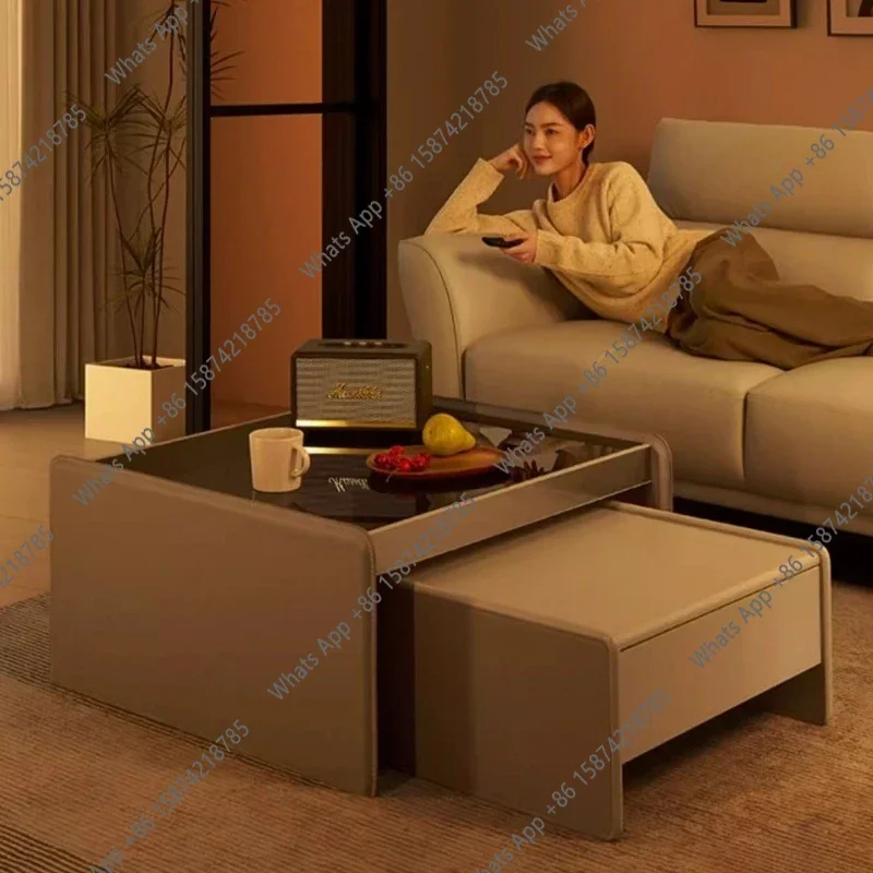 

X Minimalist Living Room Furniture Modern Italian Cream Style Removable Brown Coffee Tables Aesthetic Couchtisch Salon Furniture