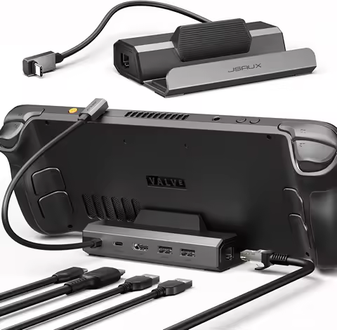 Upgraded Docking Station 4K@120Hz for Steam Deck OLED/ROG Ally X/Legion Go/MSI Claw, 5-in-1 Steam Deck Dock with HDMI 2.1