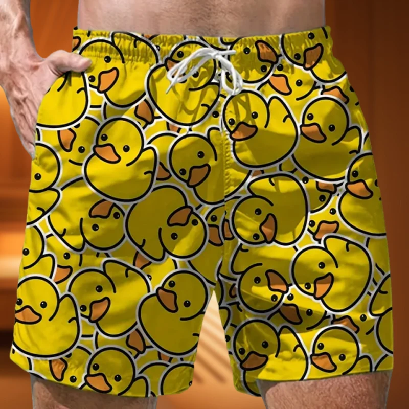 Funny Duck Graphic Beach Shorts for Men 3D Print Animal Board Shorts Sports Gym Swim Trunks Swimsuit homme Cool Ice Shorts Pants