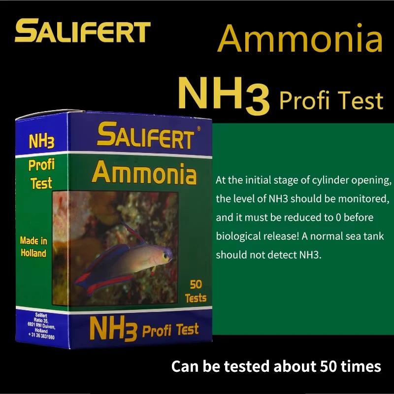 مجموعة اختبار مياه البحر من Salifert، Ca، Cu، I2، KH، Mg، NH4، NH4، NO2، Nitrite، NO3، Nitrate، PH، PO4، Sr، Potent Water T