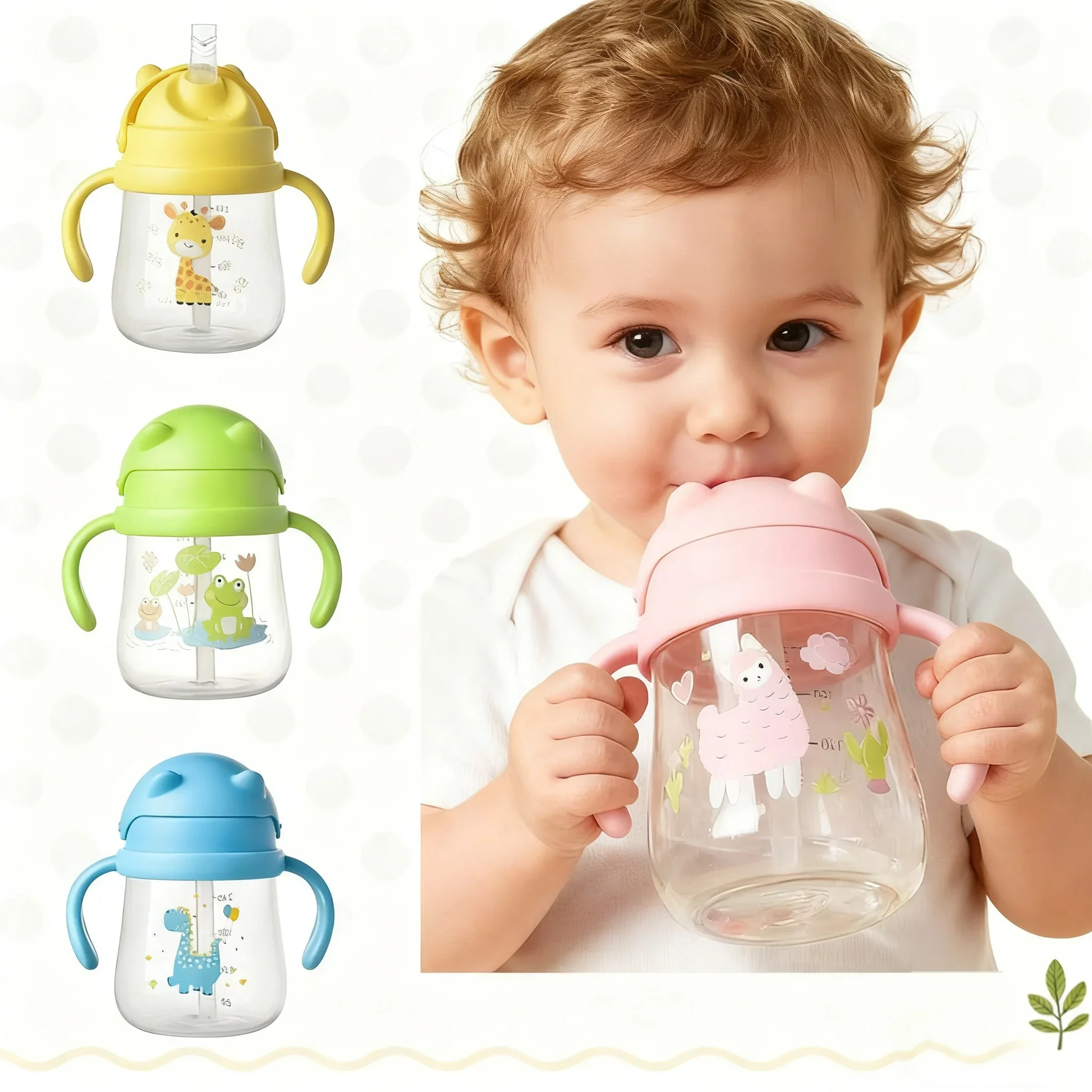 Baby Learning Drinking Cup PP Material Cute Anti-Choking Training Cup With Handle for Toddler Transition to Independent Drinking