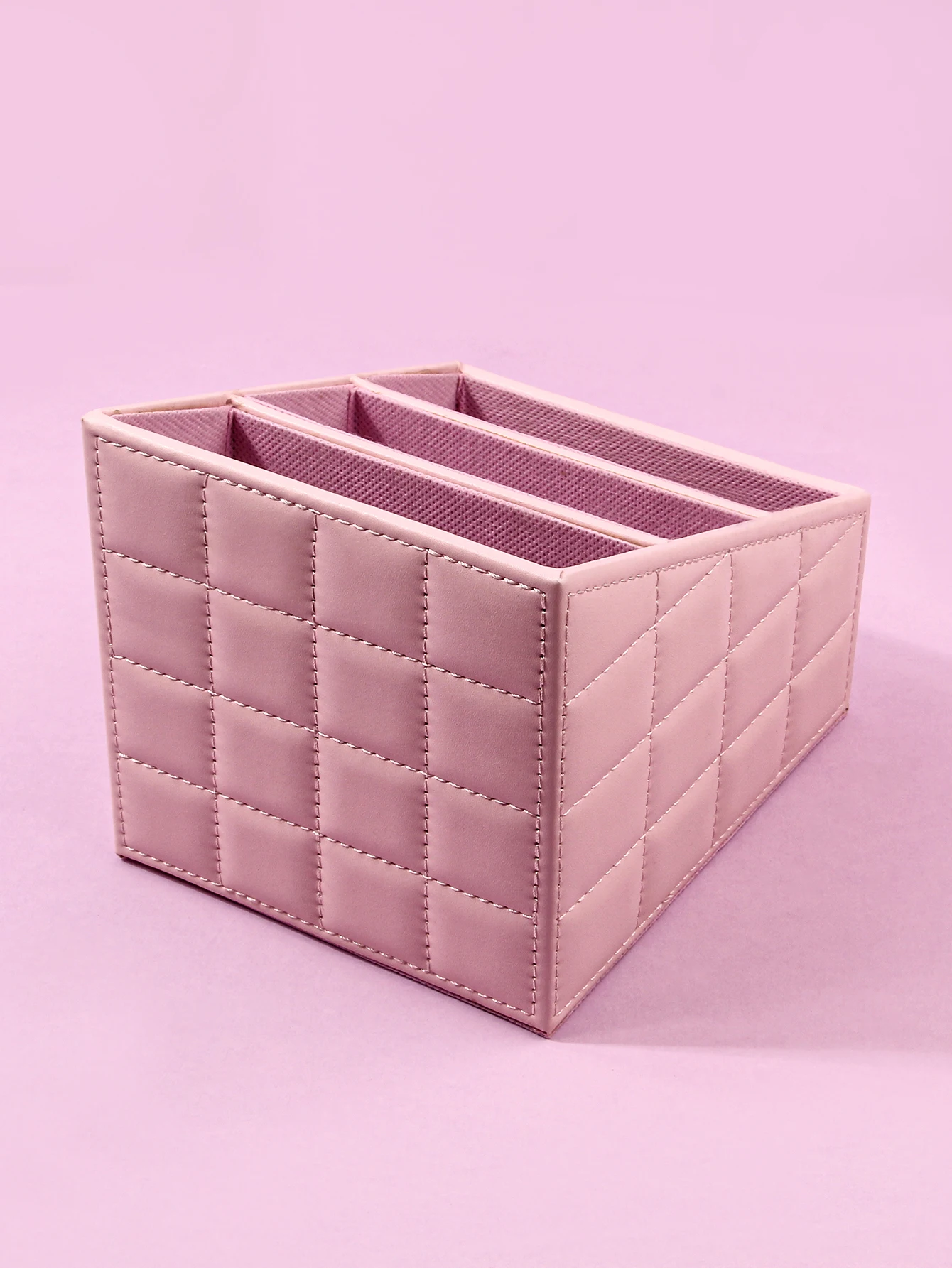 Large capacity PU makeup brush storage box High-end dresser Office stationery storage box stepped three-layer storage tools