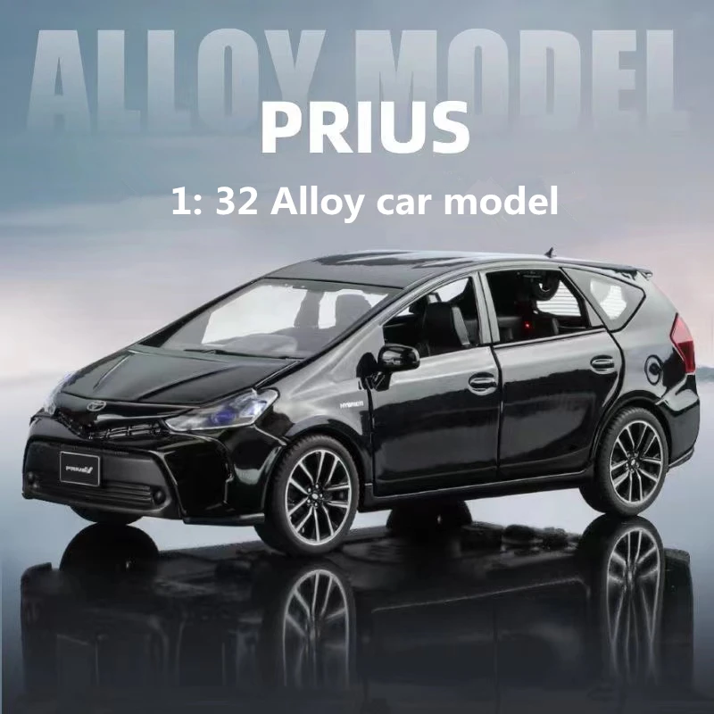 New 1:32 Toyota Prius SUV Alloy Muscle Car Model Sound and Light Pull Back Children's Toy Collectibles Ornaments Birthday Gift