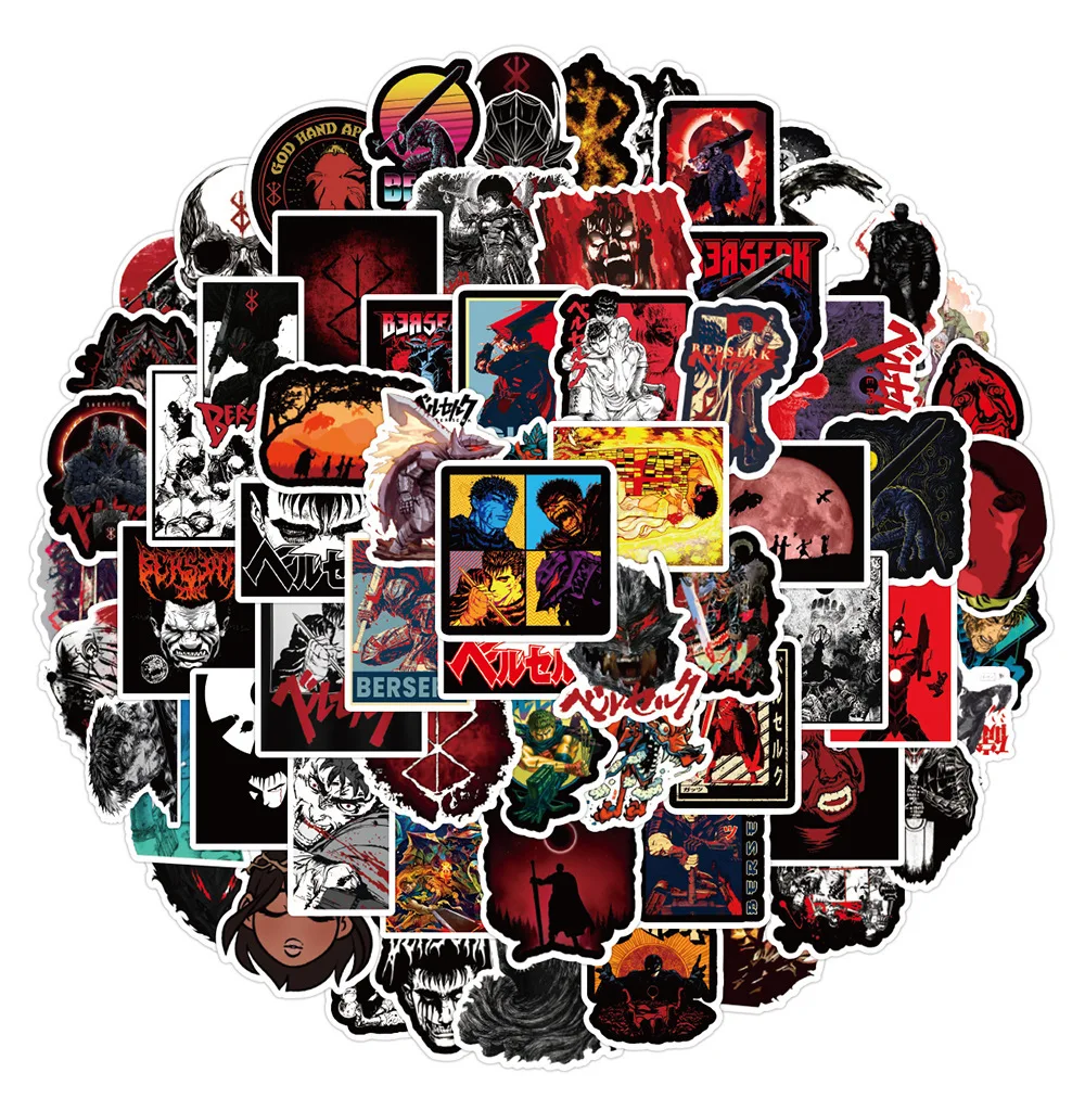 100PCS Comics Berserk Stickers Guts Griffith  Aesthetic Berserk Decals for Laptop Phone Scrapbook Luggage Decorative Sticker