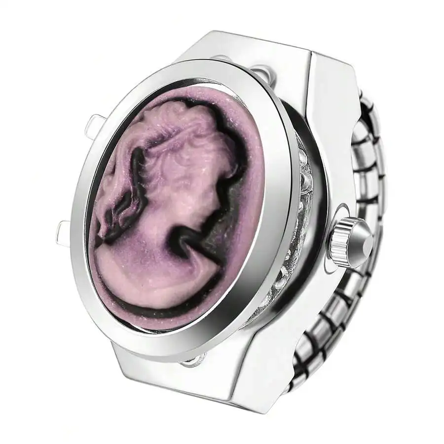 Ring Watch With Stainless Steel Elastic Band, Simulated Quartz, Can Be Opened.