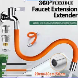 Universal Interface Kitchen Faucet Extender Hose 360° Rotating Bending Water Saving Tap Filter Extension Splashproof Tube Pipe