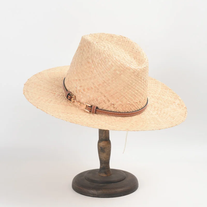 

USPOP 2024 New Fashionable Women Sun Hat with Leather Buckle Jazz Hat Style Summer Wide Brim Sun Protection Casual Beach Hats