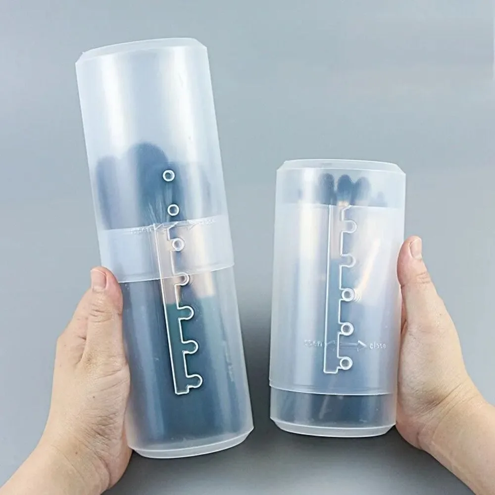 Transparent Makeup Brush Holder Adjustable Height Retractable Dustproof Toiletry Box With Lid Desktop Display Storage Cup