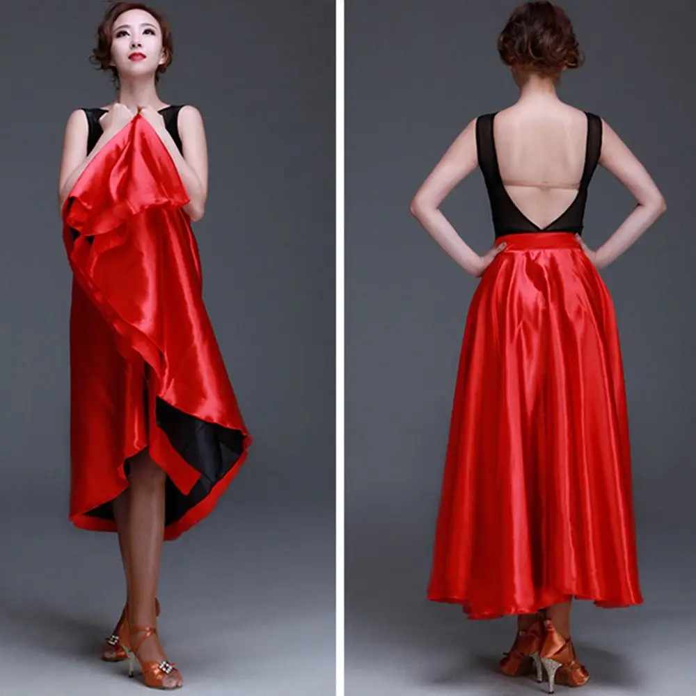 Gonna Ampia in Poliestere per Danza del Ventre, Stile Flamenco Spagnolo, per Balli da Sala e Carnevale