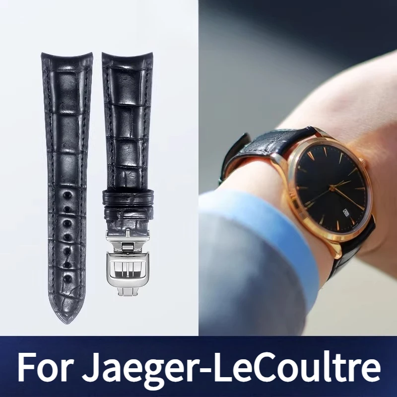 Crocodile skin genuine leather watch strap men for Original Jaeger-LeCoultre MASTER ULTRA THIN DUOMETRE MASTER GRAND TRADITION