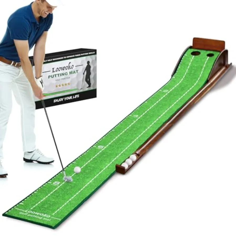 Indoor Putting Green con palla Ritorno Attrezzatura per allenamento pratica golf Tappetino per Home Office 2025 Compatto e portatile De