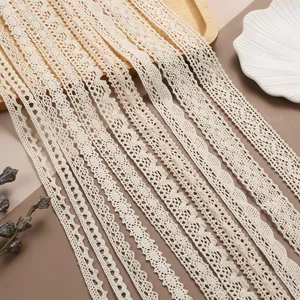 Fita De Guarnição De Renda De Algodão, Guarnição De Costura Bege, Tecido De Renda De Crochê, Artesanato De Festa De Casamento DIY, Decoração De Presente De Natal, 5 m 8 principais vendas tira bordado algodão - №8