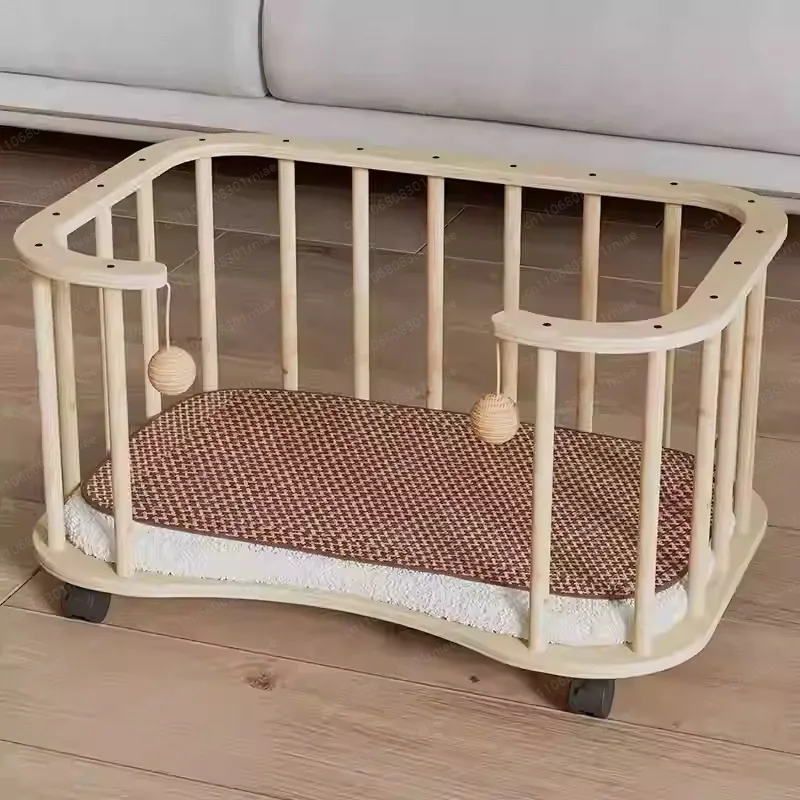 Cat Litter All Seasons Universal Indoor Pet Cage Winter Warm Wooden Cat House Small Kitten Puppy Kennel Washable
