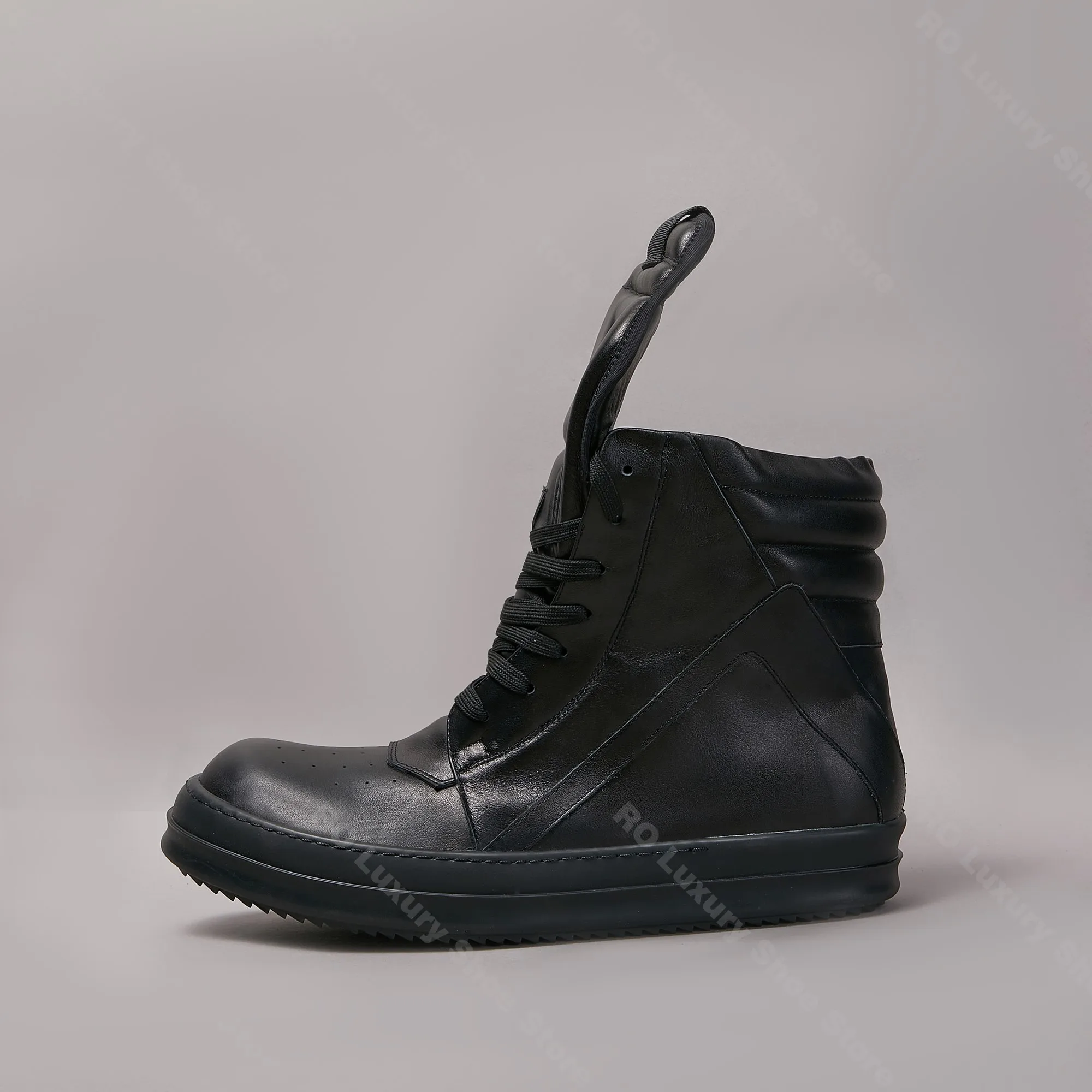 Brand Designer Men Shoe Leather Women Sneaker Casual Black Zip Ankle Boot Geobasket High Top Trainer Flat Platform Luxury Shoe