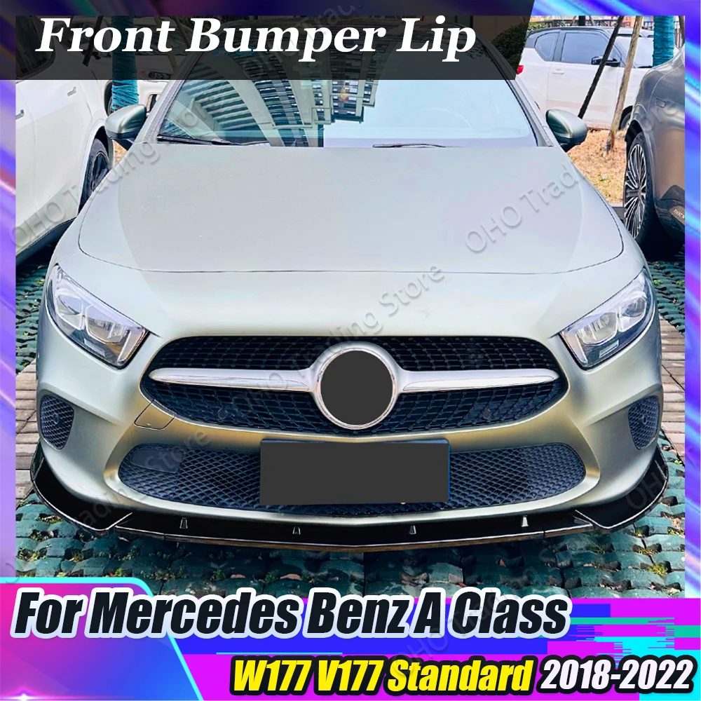 W177 V177 Pre-LCI Car Bumper Lip For Mercedes Benz A Class A180 A200 A220 A250 2018 2019 2020 2021 2022 Splitter Diffuser Guard