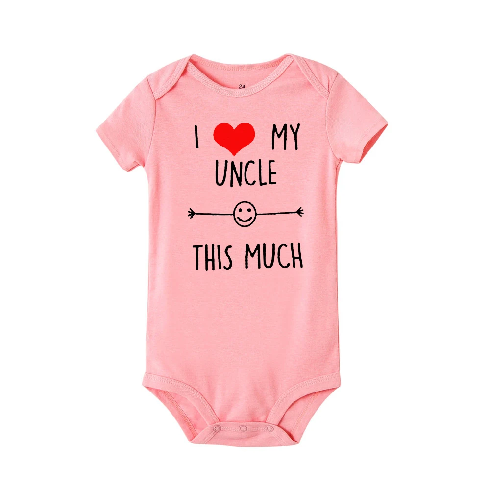 I Love My Uncle This Much Newborn Baby Romper Infant Girls Boys Short Sleeve Clothes Ropa Funny Cute Smile Printed Bodysuit Gift