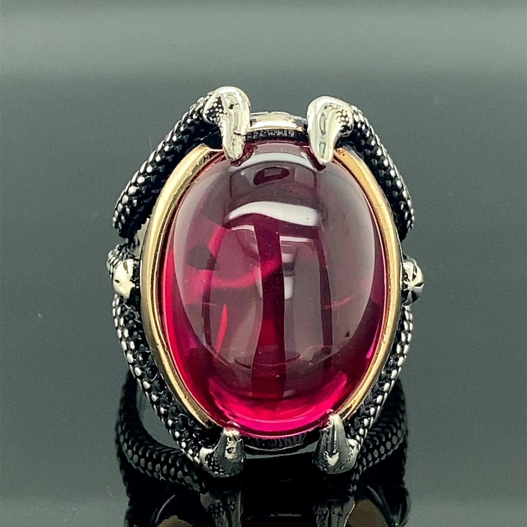 ★Item Details  • Gender : Male / Female • Material : 925K Sterling Silver • Total weight : 15 Grams • Gemstone : Ruby Stone • St