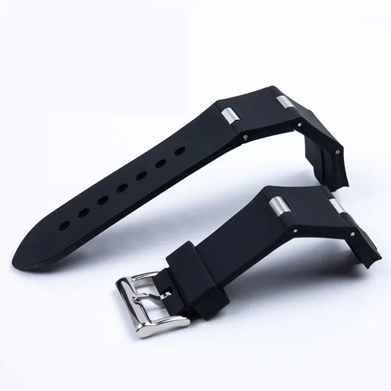 Rubber Watch Accessories Band for Bvlgari Bulgari watch strap 22*8mm 24*8mm silicone Convex belt women's Black wristband