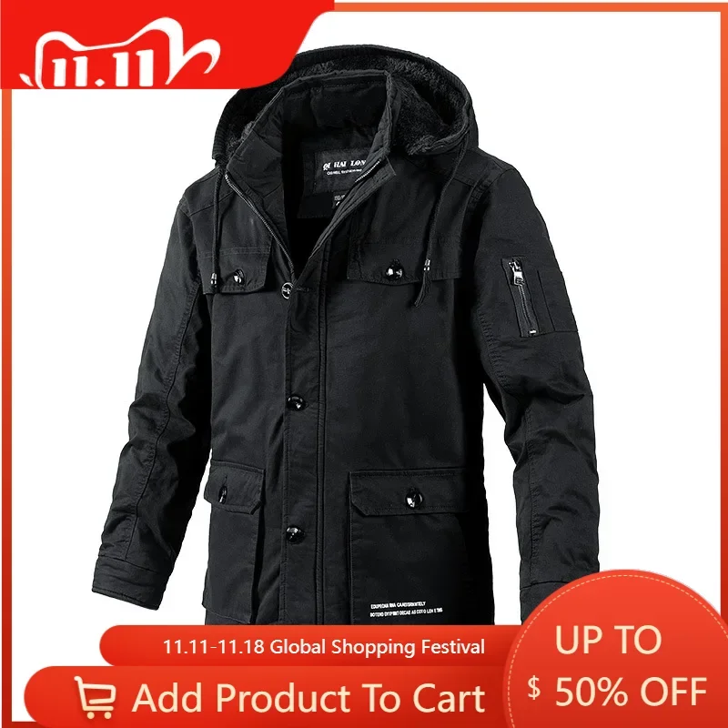 High Quality Man Casual Jackets Winter Outdoor Long Coats Men Hooded Long Down Jackets Male Winter Overcoats Warm Parkas4XL