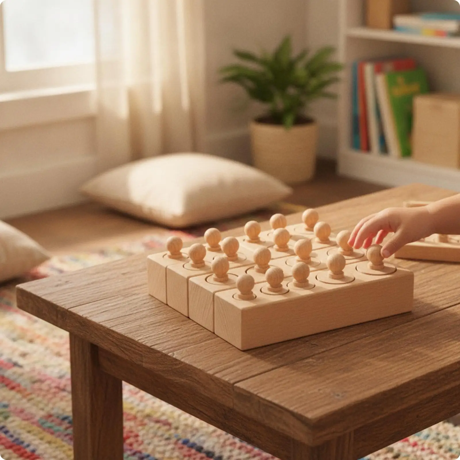 Beech Wood Children Learning Cylinde Sorting Stacking Toy for Early Math Color Shape Recognition Kids