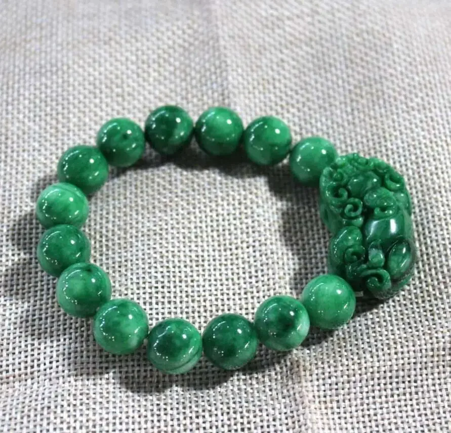 Fashion jewelry   Burma jade bracelet green jade pixiu bracelets men and women lovers drop shipping