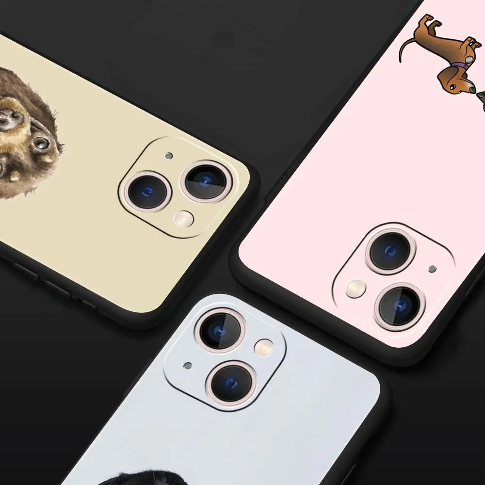 Dachshund Sausage Dog Luxury Phone Case For Apple iPhone 16 11 15 14 Pro MAX 12 13 7 8 Plus X XR XS SE Silicone Black Cover