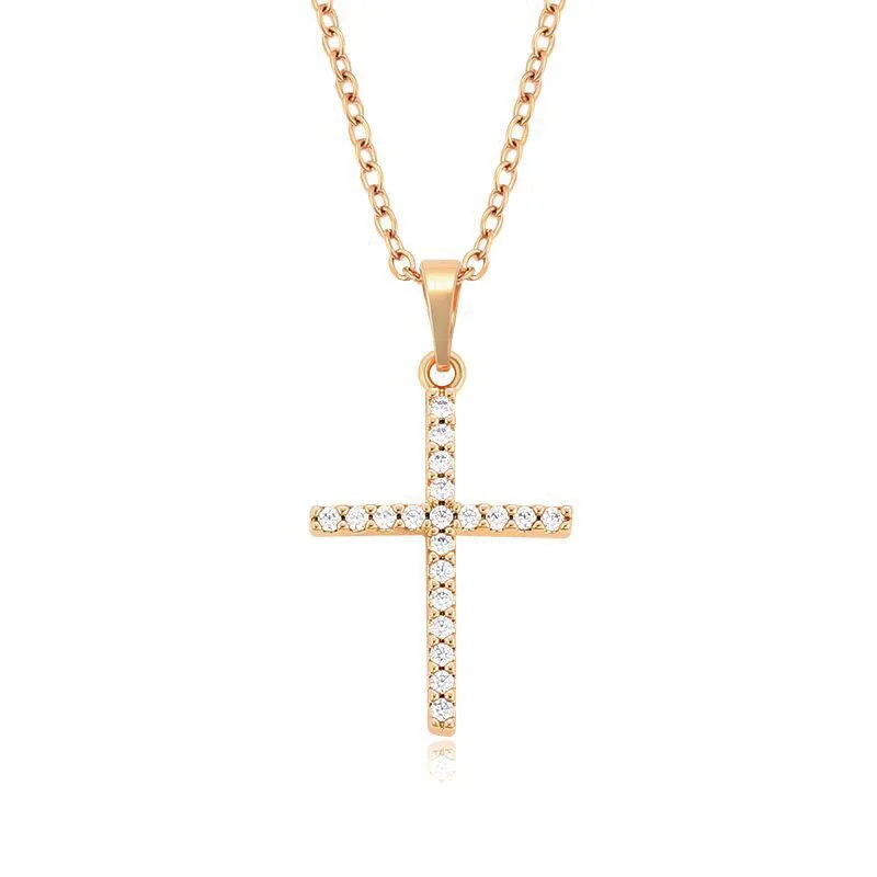 MxGxFam полный циркон крест подвеска ювелирные изделия для женщин мужчин 18 позолоченный цвет AAA + с 45 см цепи.