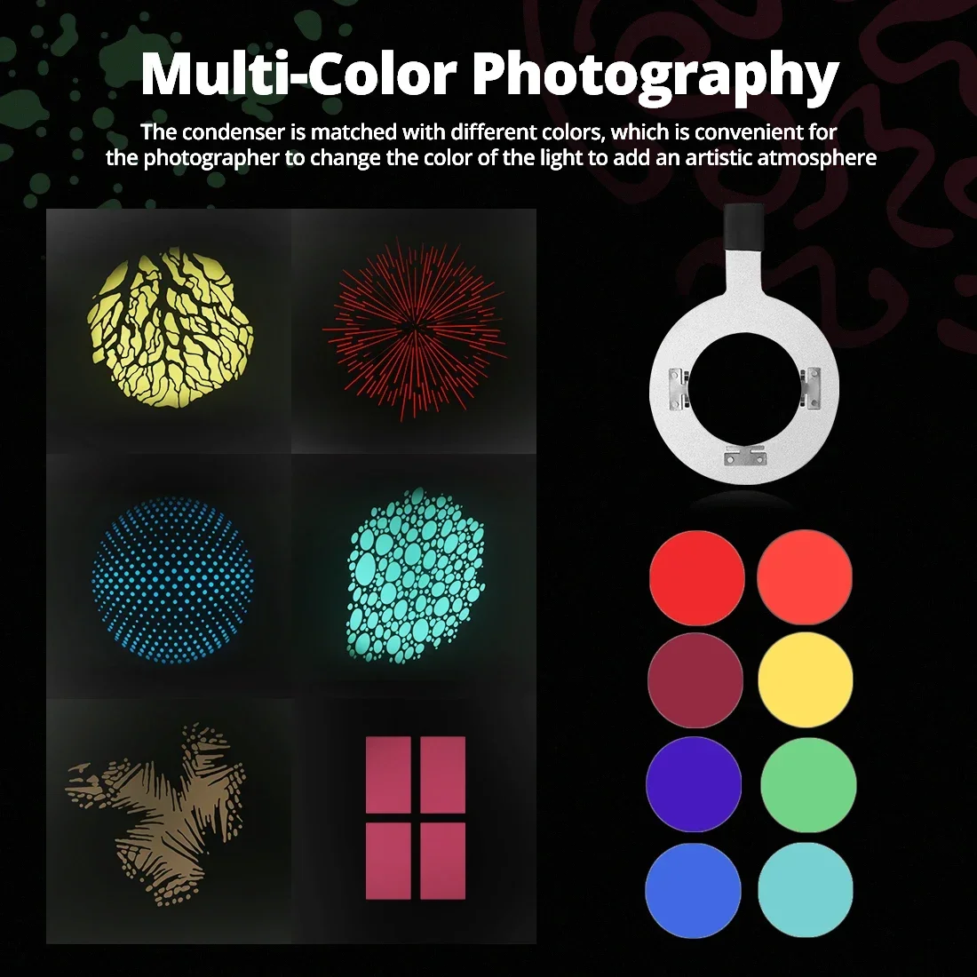 AMBITFUL AL-16 Focalize Snoot Cônico Condensador Óptico Arte Efeitos Especiais Em Forma de Feixe de Luz Cilindro com Forma e Gel de Cor