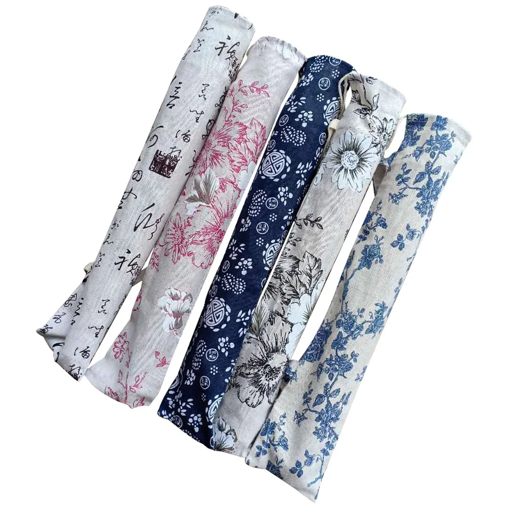 

5Pcs Umbrella Carry Bag with Delicate Pattern Bright Color Storage Pouch for Oil Paper Umbrella Portable Home Supply
