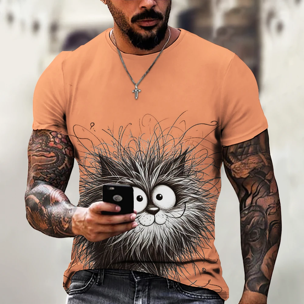 

Summer Men's T Shirt Animal Print Casual Short Sleeve 3d T-Shirts Fashion Streetwear Crew Neck Pullover Male Oversized Clothing