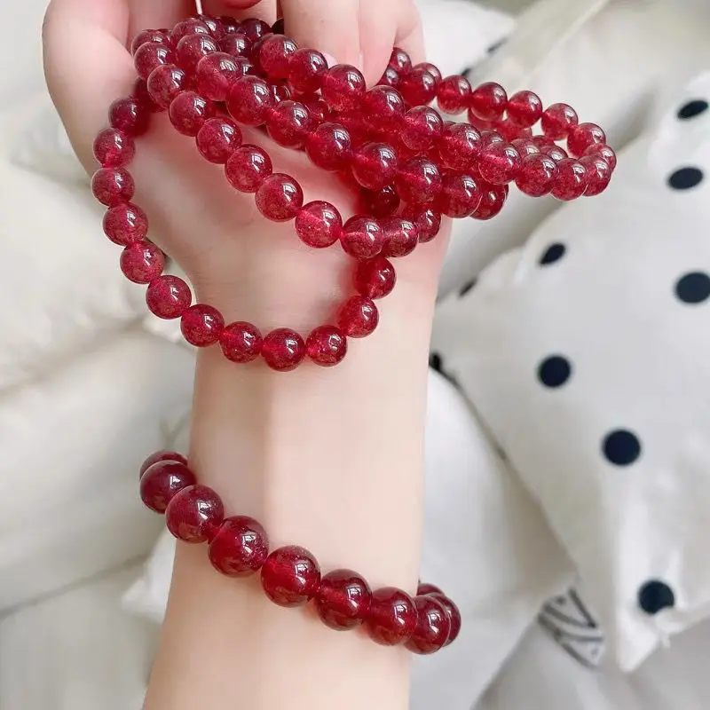 Red Strawberry Stone Transfer Single Circle Crystal Bracelet Female