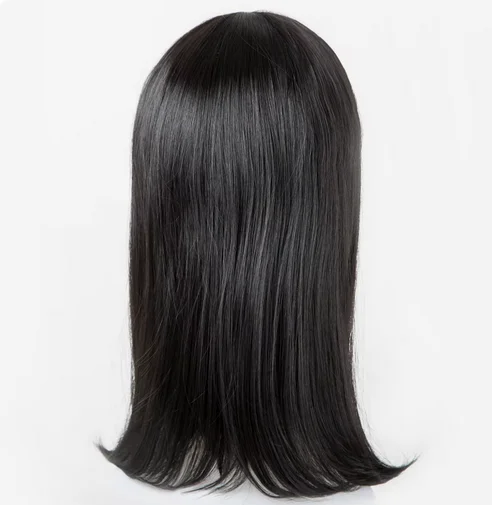 Cabelo ondulado de fibra sintética resistente ao calor para meninas, Perucas pretas, Castanho claro, Circunferência da cabeça, 4 a 10 anos, 44 cm