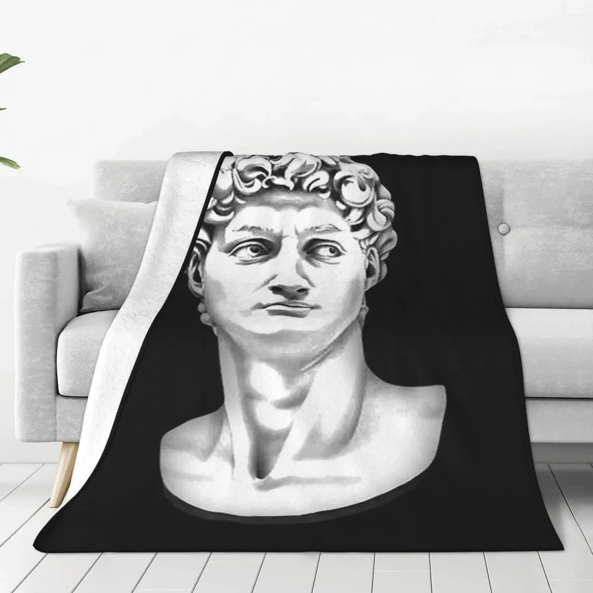 David Michelangelo Sculpture Blankets Soft Warm Flannel Throw Blanket Plush for Bed Living room Picnic Travel Home Couch