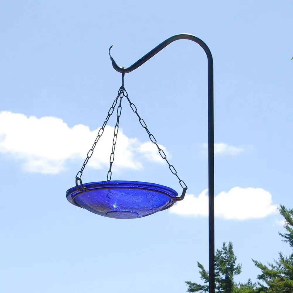 Achla Designs Crackle Glass Hanging Birdbath, 14-in bowl, Cobalt Blue