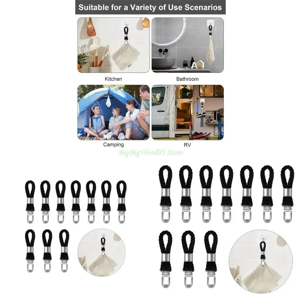 

24te 10pcs Clip Clip Cliping Clip Clip Клипкие хлопчатобумажные кольца металлические полотенце