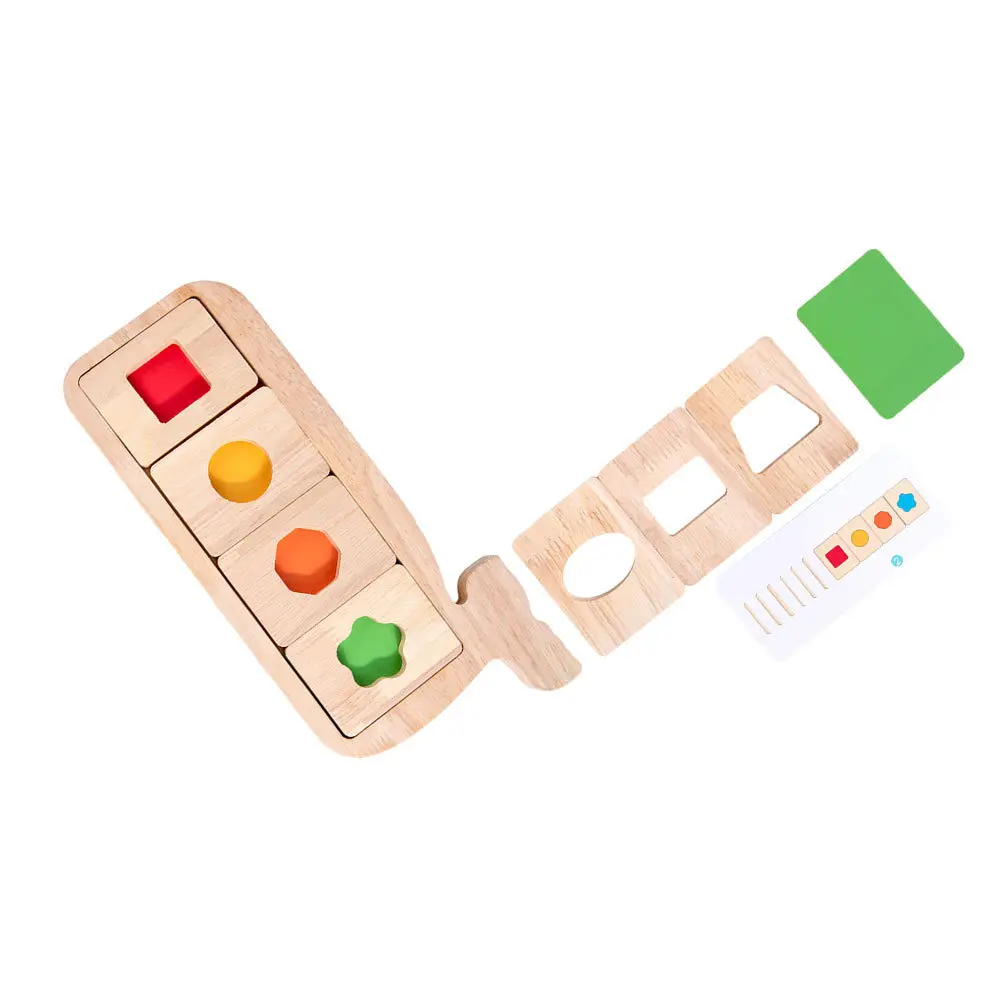 1 set 1 Set Balena Puzzle geometrico Legno Colore Forma Riconoscimento Gioco educativo Strumento di apprendimento per bambini Puzzle Rompicapo Bambini