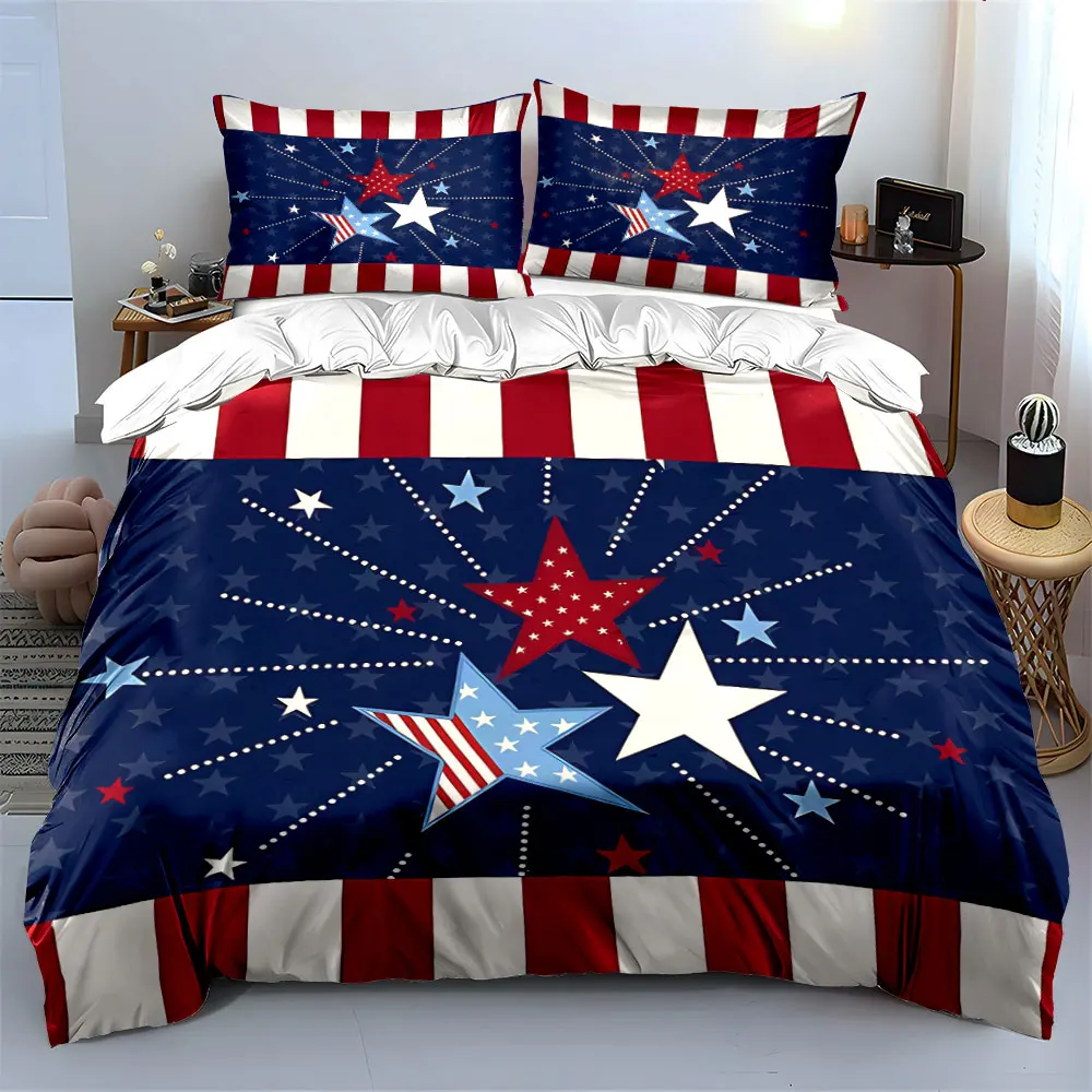 3D Patriotic Stars Three-Piece Set Multiple sizes kid's and adults' bedroom Exquisite 3PC bedding set, gift
