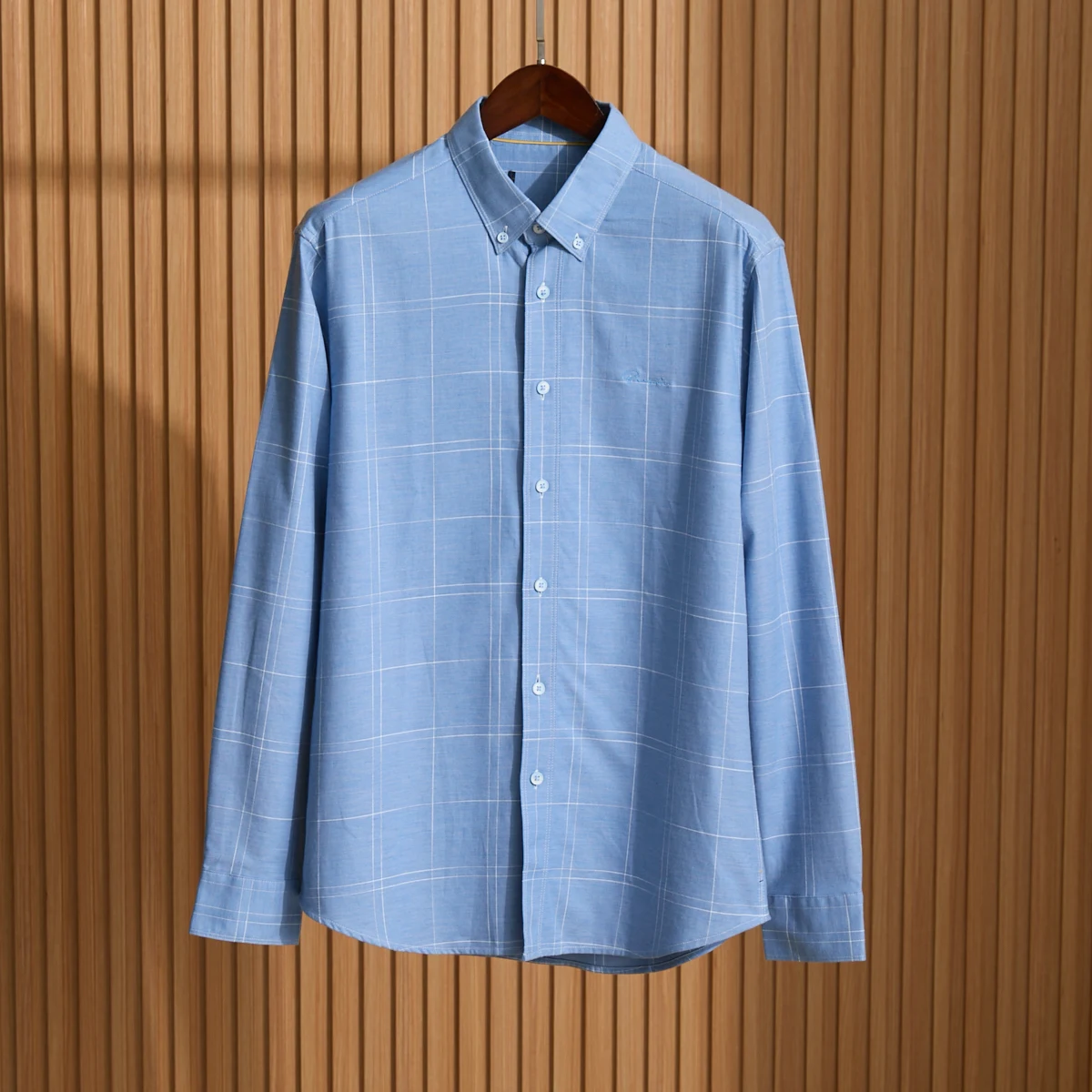 

Men's Blue Plaid Long Sve irt Recycled Fiber Blended Loose Fit Busin Casual Summer Commute No Ironing Treaent