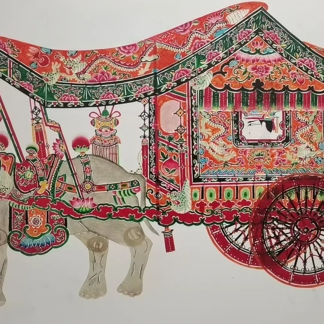 Huan County shadow puppets, elephant chariots, emperors on tour, purely hand-carved,