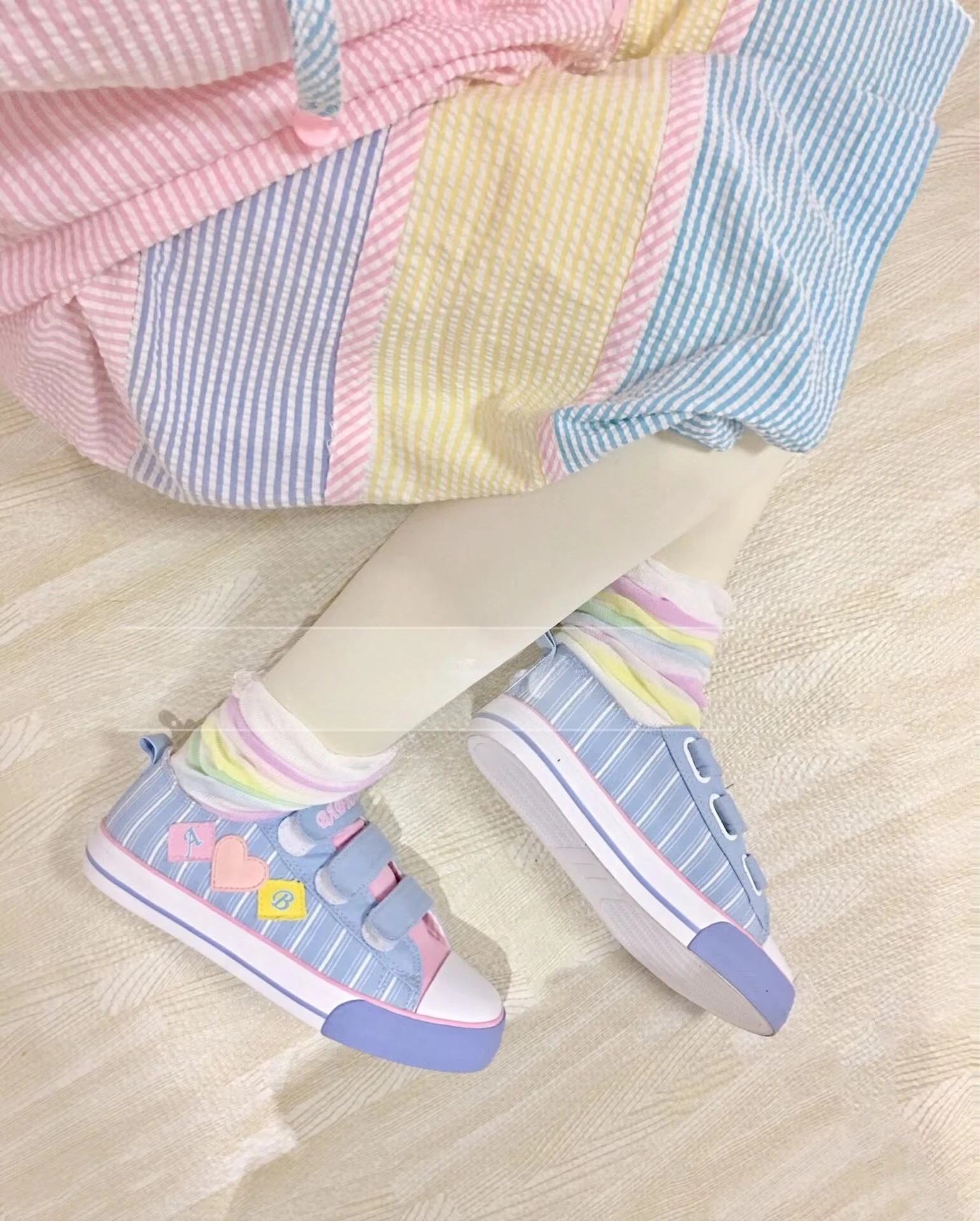 Velcro Hook Loop - أحذية رياضية يابانية لربيع وخريف كاوايي،