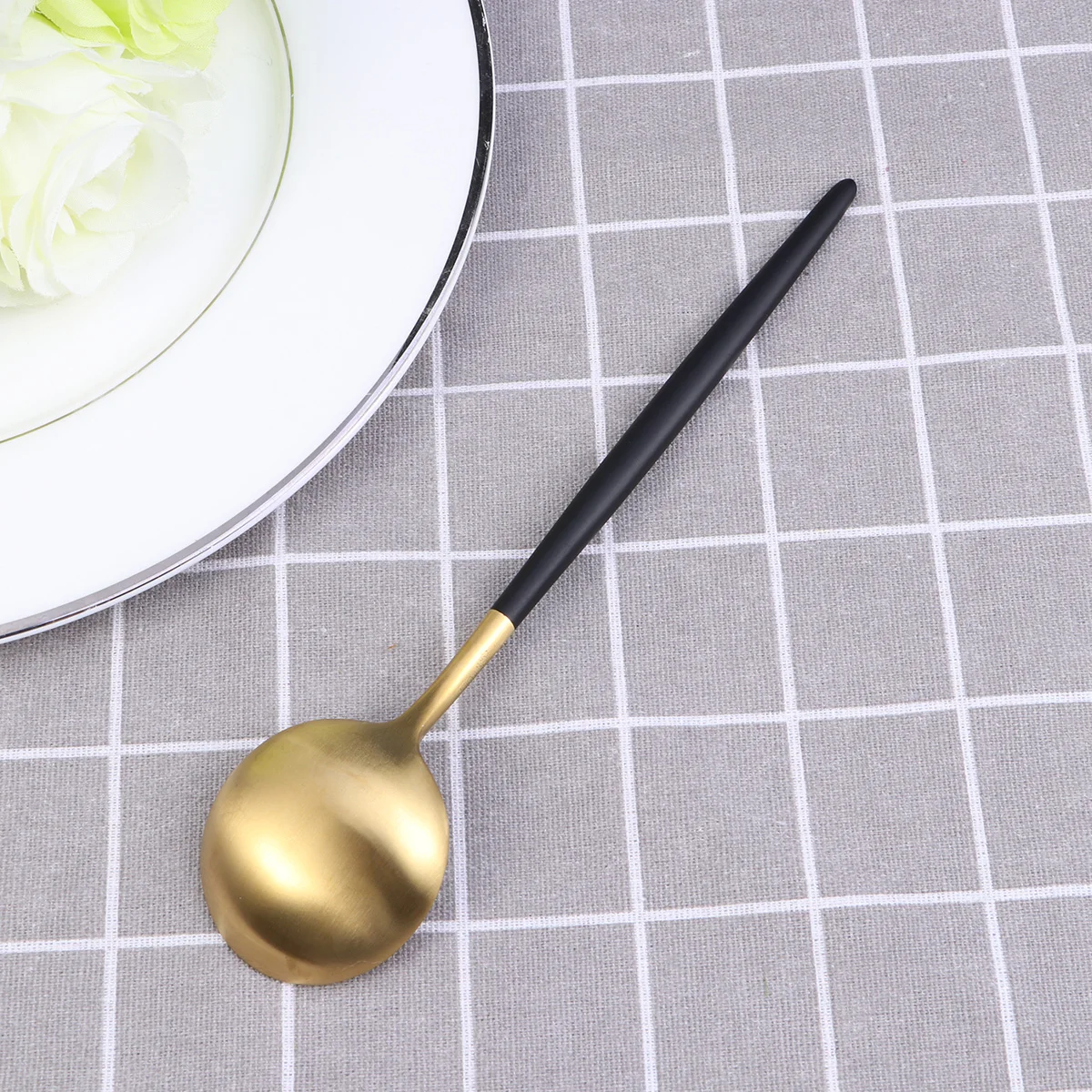 

1pc Stainless Steel Spoon 304 Titanium Coated Flatware Set Dinner Spoon For Home Hotel Use Kitchen Barware Black Golden