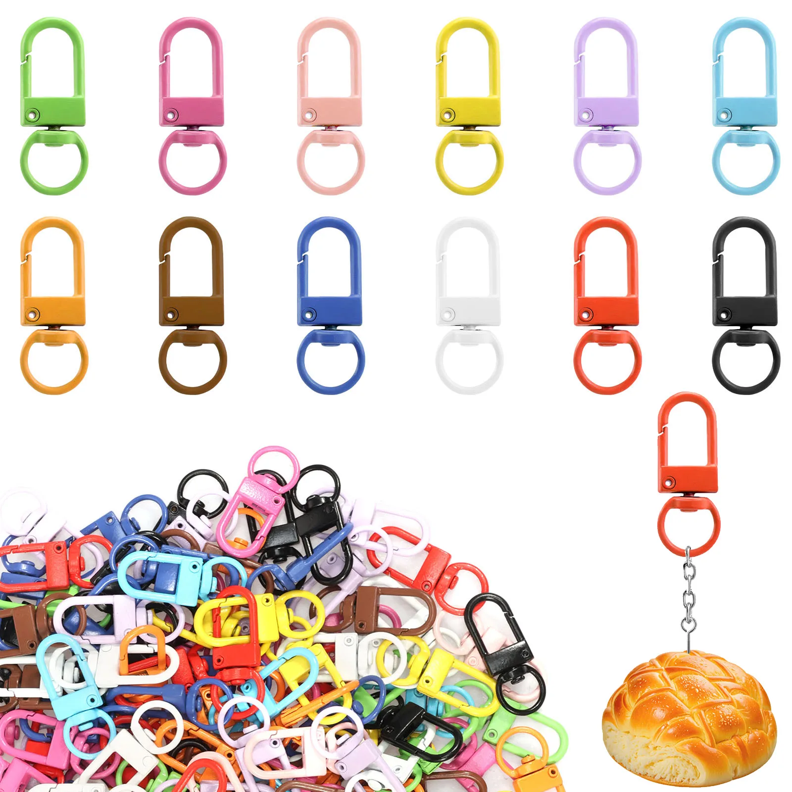 

180/100 шт. крючки для ключей, металлическая поворотная застежка в виде когтя омара для самостоятельного изготовления ювелирных изделий, разноцветная поворотная застежка, ремешок для ключей