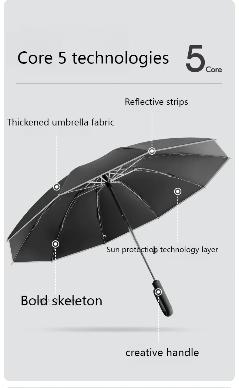 Windproof Uv Umbrella Automatic, Buckle Handle Folding Rain Umbrellas Outdoor, Travel Golf Big Size Umbrella Men and Women