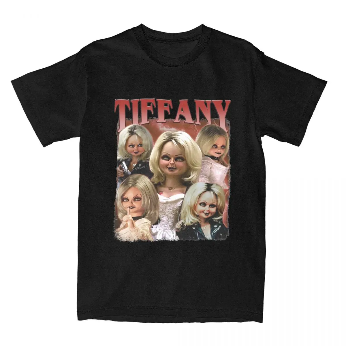 Chucky Movie Tiffany Fanart T-Shirts Men Horror Movie Vintage Pure Cotton Tee Shirt O Neck Short Sleeve T Shirts Printed Clothes