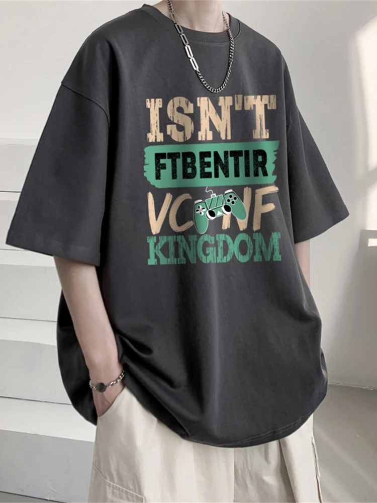 

American Retro Print ort Sve T-irt Men's Summer Casual Loose Fit round Ne Top Youth Faion Breathable Cotton Tee