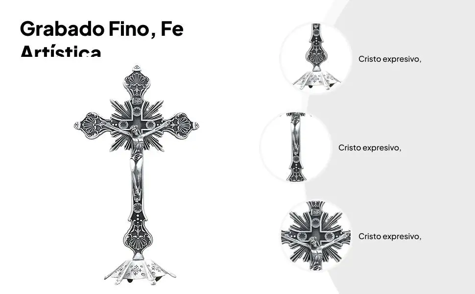 Standing Crucifix Metal Cross Statue Christian Collectible Table Decor for Home or Altar